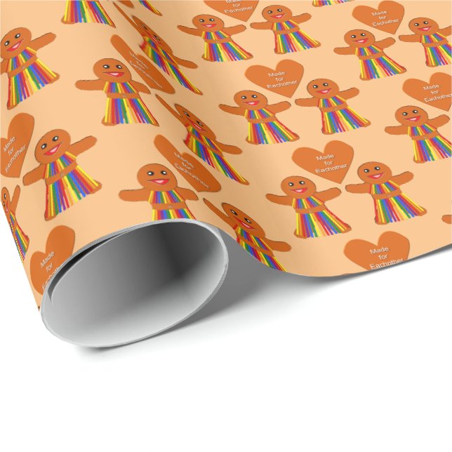 Papier Cadeau Lesbienne Noël pain d'épices Couple dames (Coin rond)