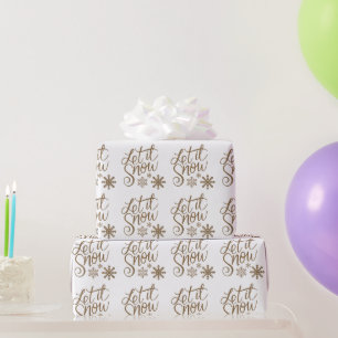 Papier Cadeau "Let it Snow" Parties scintillant d'or de Noël