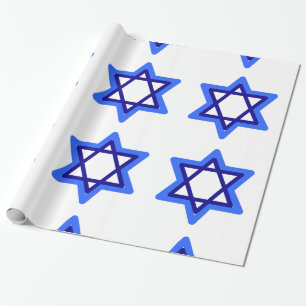 Papier Cadeau L'étoile bleue et blanche de David Hanoukka Holid