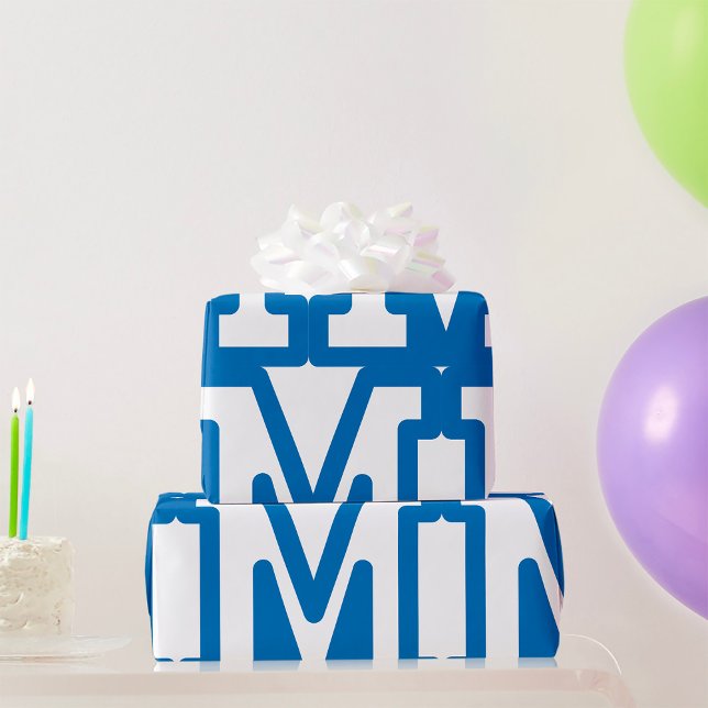 PAPIER CADEAU LETTRE BLEUE VARIABLE M MONO (Créateur téléchargé)