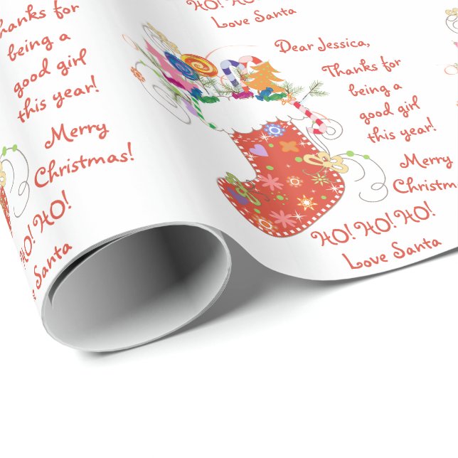 Papier Cadeau Lettre d'attente des Noël de Noël de Père Noël (Coin rond)