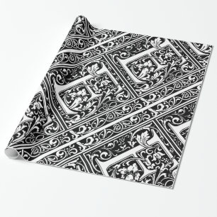 Papier Cadeau Lettre E Monogramme médiéval Art Nouveau