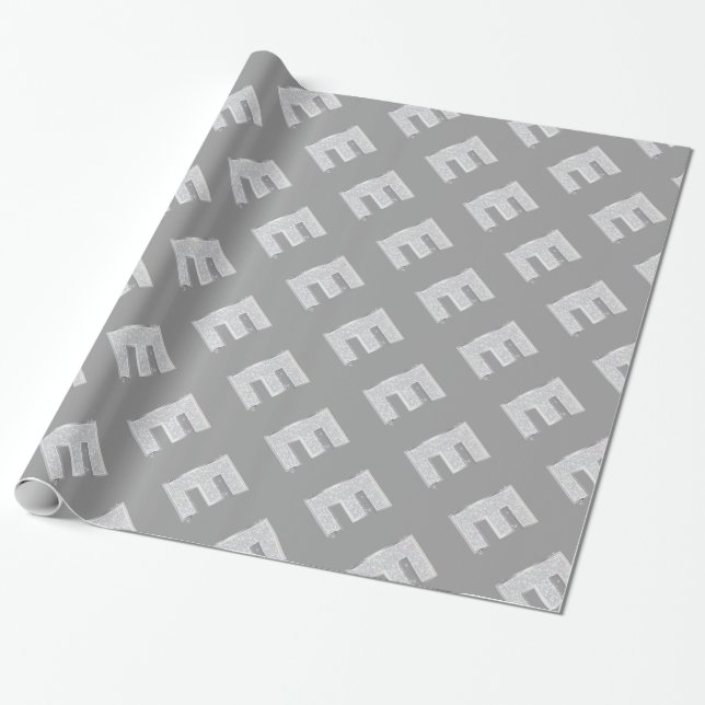 PAPIER CADEAU LETTRE ÉCLAIRAGE D'ARGENT E (Déroulé)