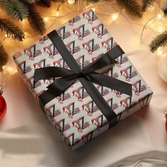 Papier Cadeau LETTRE Festive Joyeuse elfe de Noël Z (Créateur téléchargé)