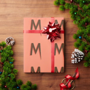 Papier Cadeau Lettre initiale de texte Brown 3D moderne Rose S
