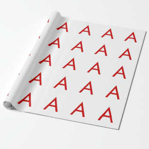 Papier Cadeau Lettre initiale Monogramme rouge blanc moderne cla