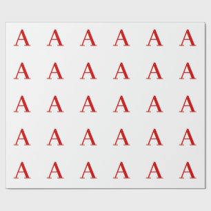 Papier Cadeau Lettre initiale monogramme rouge blanc moderne sim