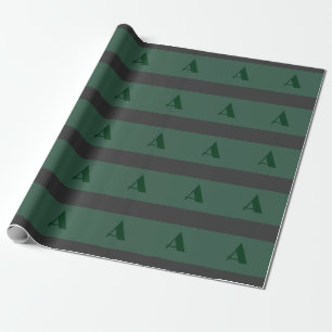 Papier Cadeau LETTRE INITIALE MONOGRAPHIQUE Personnalisée Vert c