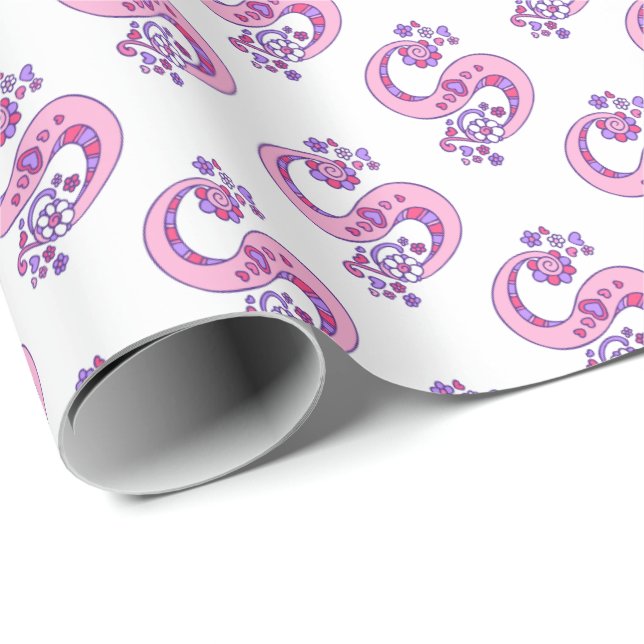 Papier Cadeau Lettre initiale S monogramme enveloppement personn (Coin rond)