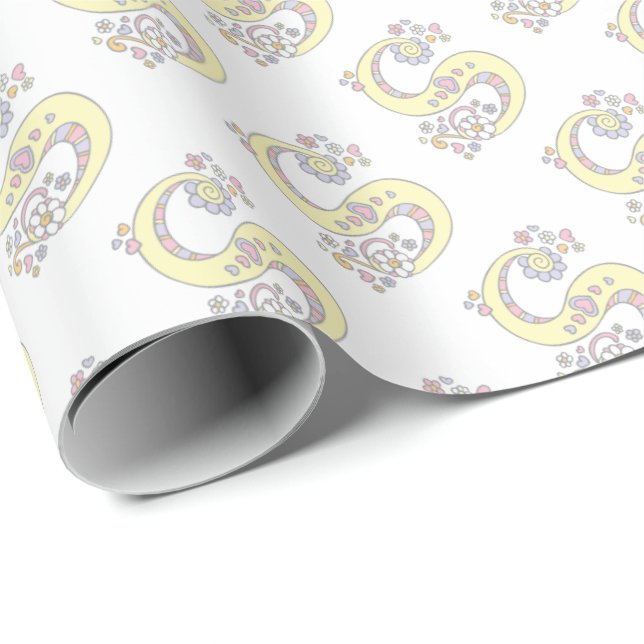 Papier Cadeau Lettre initiale S monogramme enveloppement personn (Coin rond)