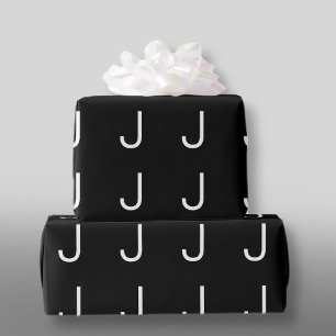 Papier Cadeau Lettre minimaliste moderne noir et blanc