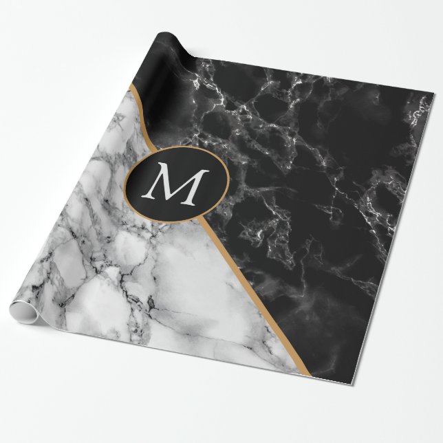 Papier Cadeau Lettre Monogramme personnalisée Papier d'enveloppe (Déroulé)