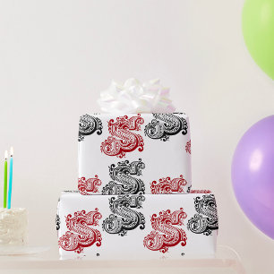 Papier Cadeau LETTRE ORNÉE vintage S MONogramme