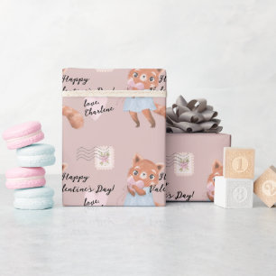 Papier Cadeau Lettre postale Panda rouge mignonne Saint-Valentin
