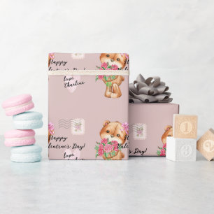 Papier Cadeau LETTRE POSTALE Teddy Bear Cute Saint Valentin