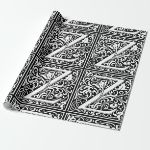 Papier Cadeau Lettre Z Monogramme médiéval Art Nouveau