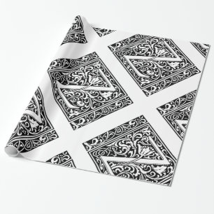 Papier Cadeau Lettre Z Monogramme médiéval Art Nouveau