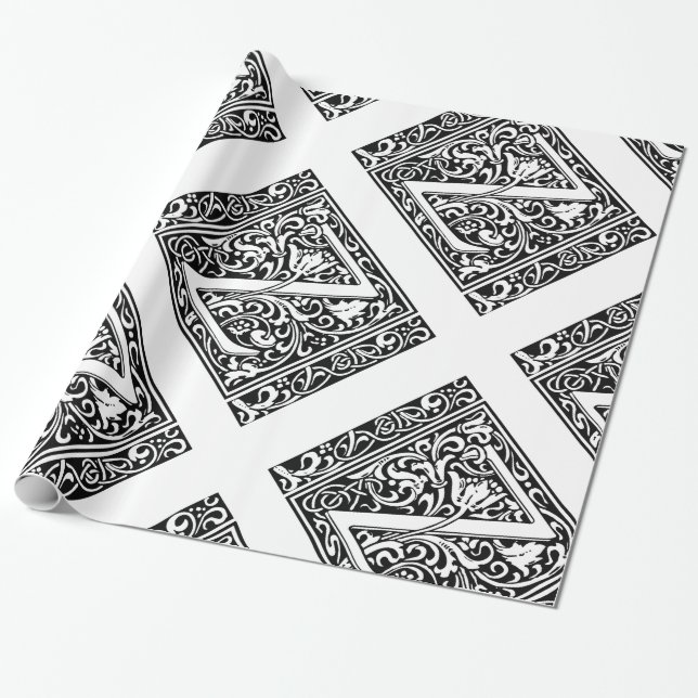 Papier Cadeau Lettre Z Monogramme médiéval Art Nouveau (Déroulé)