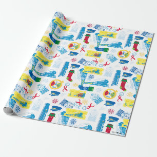 Papier Cadeau L'Express polaire   Motif d'icône de Noël