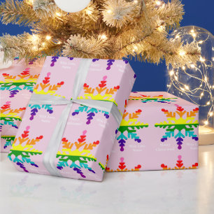 Papier Cadeau LGBTQ Pride drapeau LGBTQ à Noël Flocon de neige