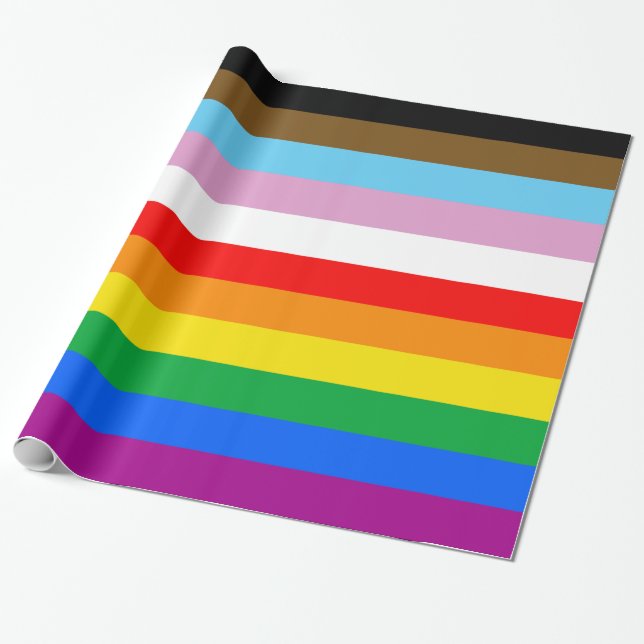 Papier Cadeau LGBTQ+ Progrès Fierté Papier à enveloppement rayé (Déroulé)