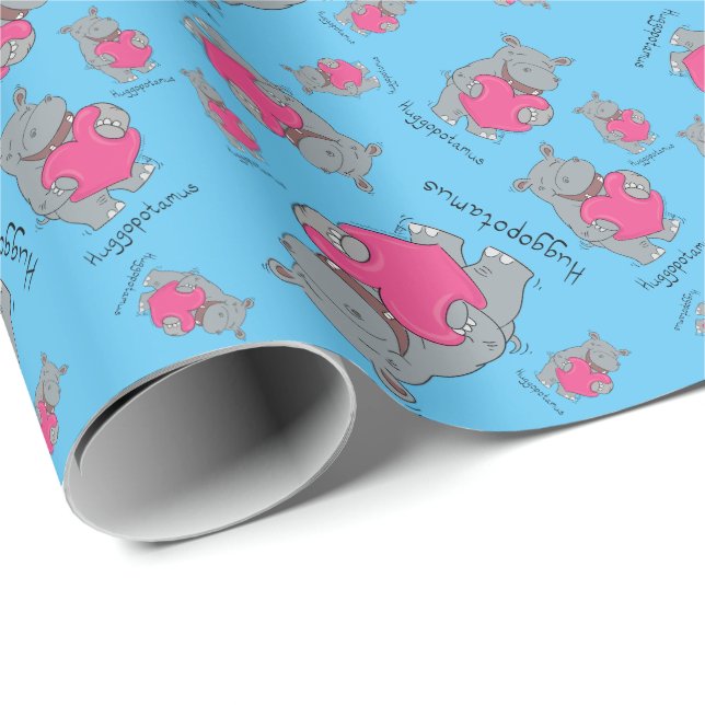 Papier Cadeau L'hippopotame étreint le papier d'emballage de (Coin rond)