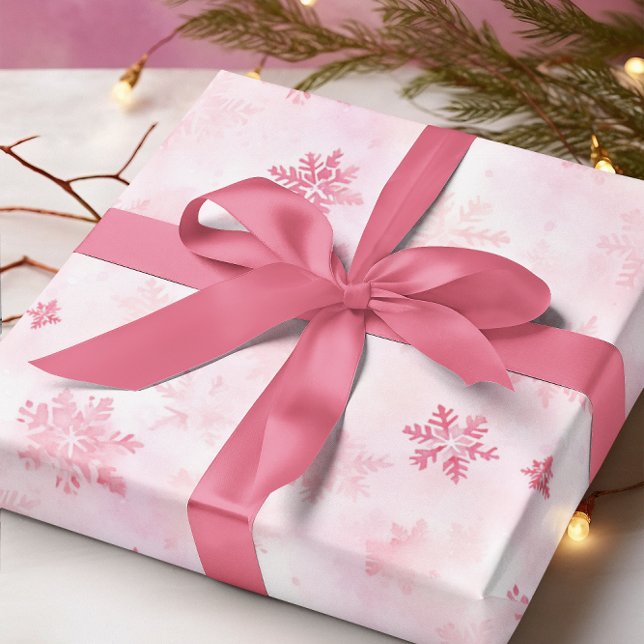 Papier Cadeau L'hiver des flocons de neige roses (Créateur téléchargé)