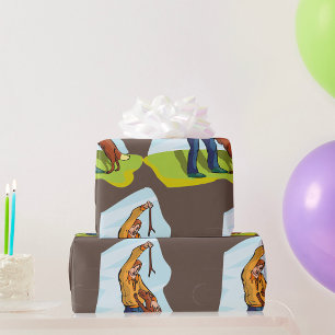 Papier Cadeau L'Homme Et Son Papier À Envelopper Le Chien