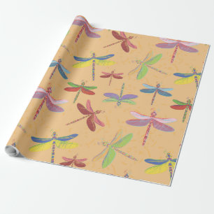 Papier Cadeau libellules colorées