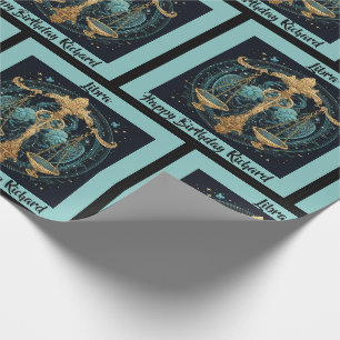 Papier Cadeau Libra Ajouter un nom Anniversaire Zodiac Cadeau