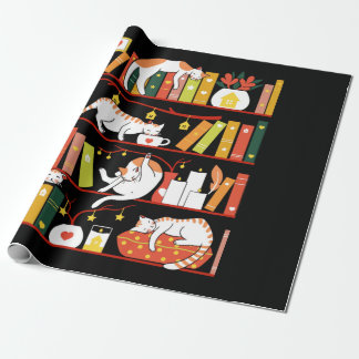 Papier Cadeau Library cats autumn colour version