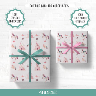 Papier Cadeau Licorne de Rêve et Châteaux