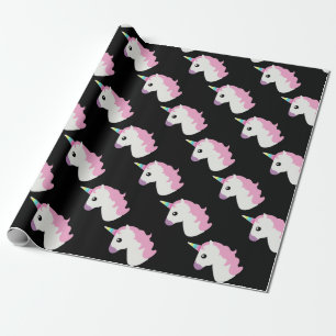 Papier Cadeau Licorne Emoji (arrière - plan noir)