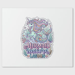 Papier Cadeau Licorne Sirène Licorne Lagune Conception Graphique