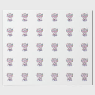 Papier Cadeau Licorne Tricot Licorne Crochet Typographie Adorabl
