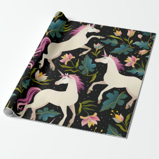 Papier Cadeau Licornes pourpres