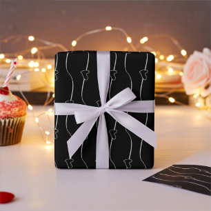 Papier Cadeau Lien cardiaque sur papier d'enveloppement noir
