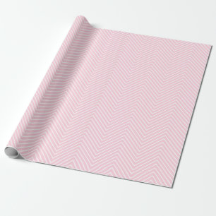 Papier Cadeau Ligne Chevron Blanc sur rose clair XL