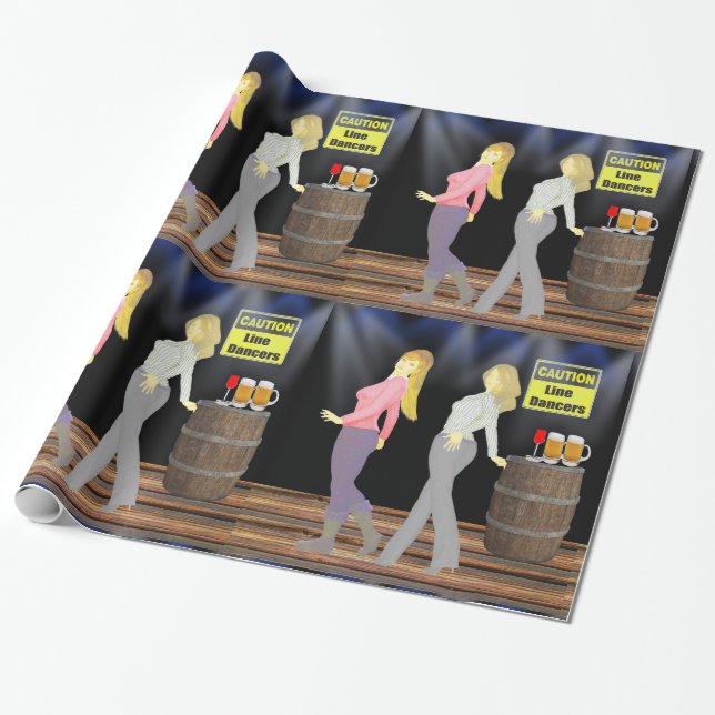 Papier Cadeau Ligne Danser Les Femmes Avec Un Signal De Prudence (Déroulé)