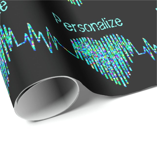Papier Cadeau Ligne EKG coeur médical (Coin rond)