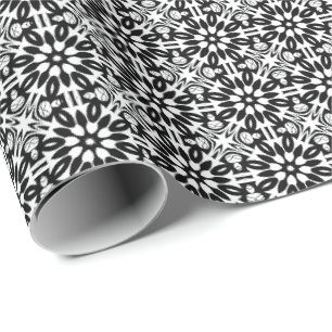 Papier Cadeau Ligne Mandala en noir et blanc Motif 3