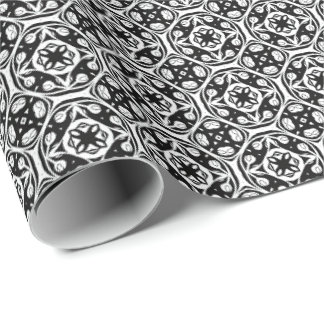 Papier Cadeau Ligne Mandala en noir et blanc Motif 8