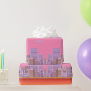 Papier Cadeau Ligne Skyline 8 bits