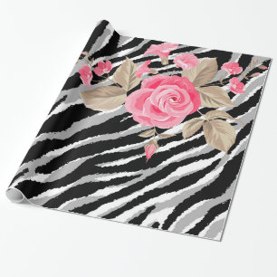 Papier Cadeau Ligne Tiger Rose de luxe tendance