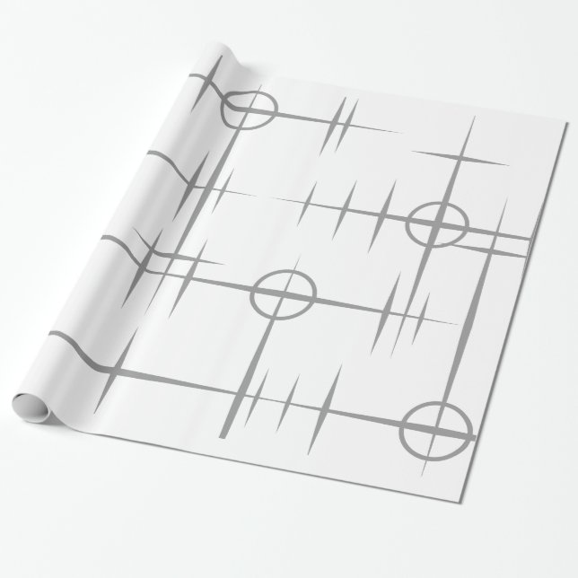 Papier Cadeau Lignes Abstraites cercles Motif gris (Déroulé)