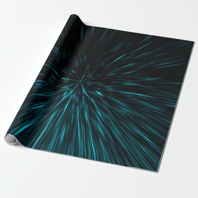Papier Cadeau Lignes Abstraites cool bleu noir Hypergalaxie (Déroulé)