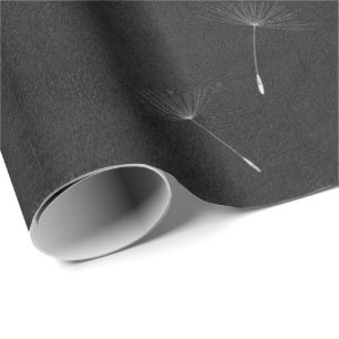Papier Cadeau Lignes blanches noires lignes de pissenlit de