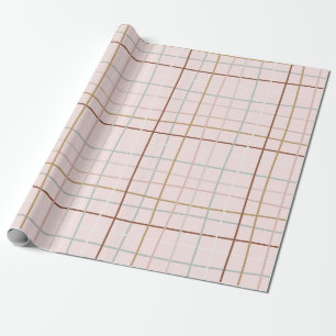 Papier Cadeau Lignes courbes de Noël - sur rose