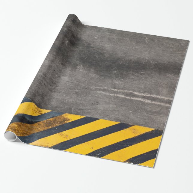 Papier Cadeau Lignes de danger personnalisables en noir et jaune (Déroulé)