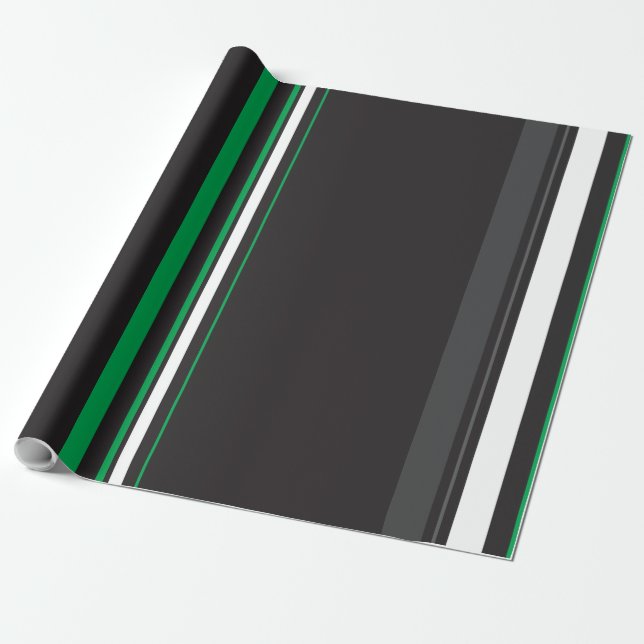 Papier Cadeau Lignes épurées noires et vertes élégantes (Déroulé)